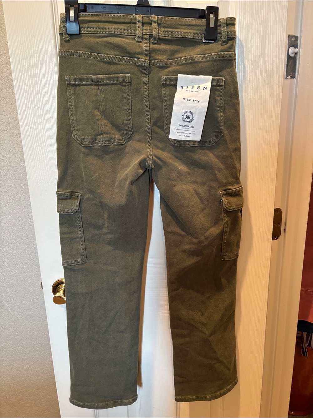Risen Jeans Olive Green High Rise Cargo Pants Utility Stretch NWT Size 3 26 - Picture 6 of 6